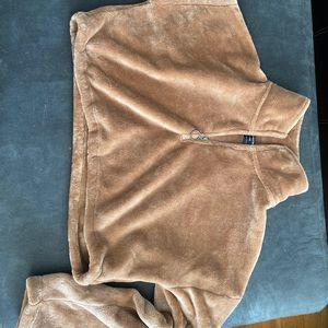 Nude/brown cropped fur sweater